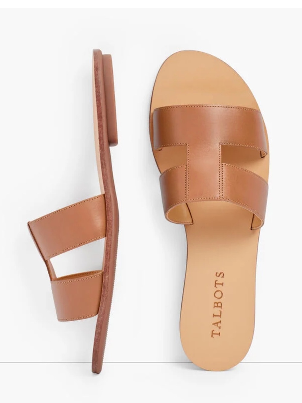Talbots Hannah Vachetta Leather Slide in Havana Tan Size 8 NEW